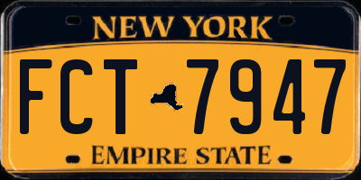 NY license plate FCT7947