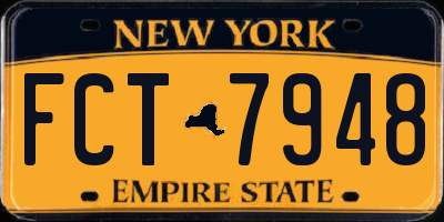 NY license plate FCT7948