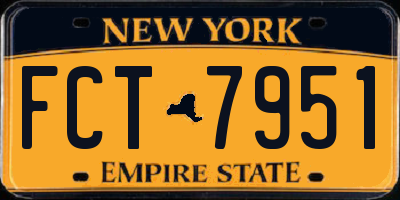NY license plate FCT7951
