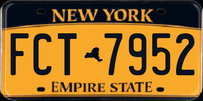 NY license plate FCT7952