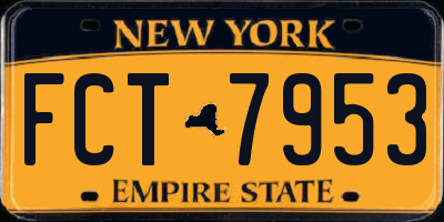 NY license plate FCT7953