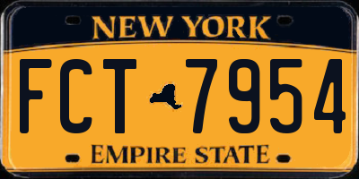 NY license plate FCT7954