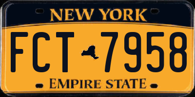 NY license plate FCT7958