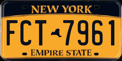 NY license plate FCT7961