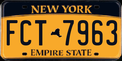 NY license plate FCT7963