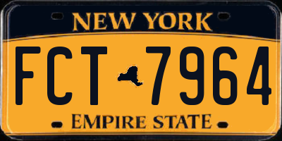 NY license plate FCT7964