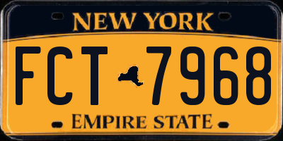 NY license plate FCT7968
