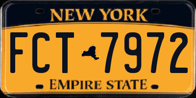 NY license plate FCT7972