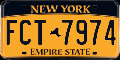 NY license plate FCT7974