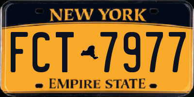 NY license plate FCT7977