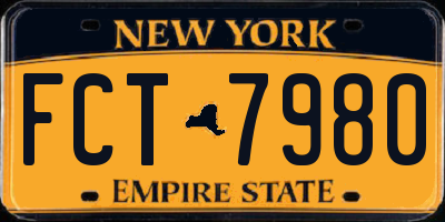 NY license plate FCT7980