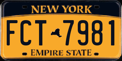 NY license plate FCT7981