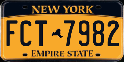 NY license plate FCT7982