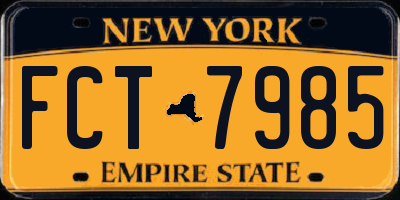 NY license plate FCT7985