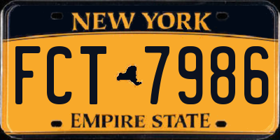 NY license plate FCT7986