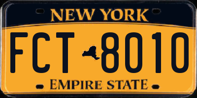 NY license plate FCT8010