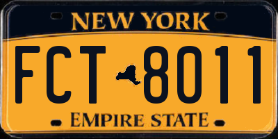 NY license plate FCT8011