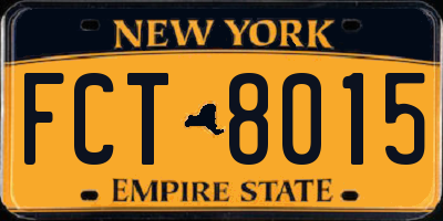 NY license plate FCT8015