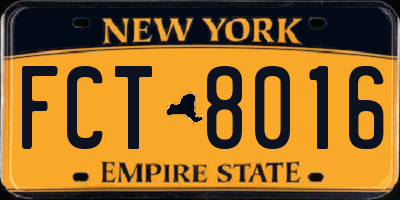 NY license plate FCT8016