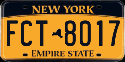NY license plate FCT8017