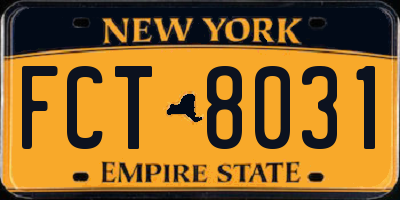 NY license plate FCT8031