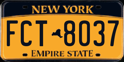 NY license plate FCT8037