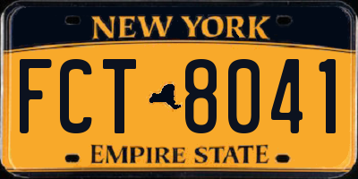 NY license plate FCT8041