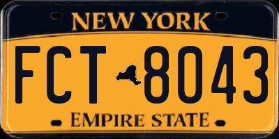NY license plate FCT8043