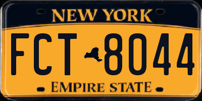 NY license plate FCT8044