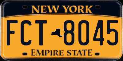 NY license plate FCT8045