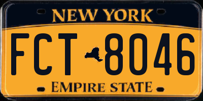 NY license plate FCT8046