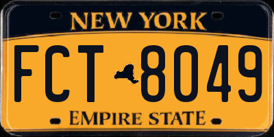 NY license plate FCT8049