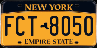 NY license plate FCT8050