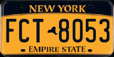 NY license plate FCT8053