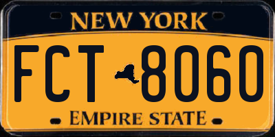 NY license plate FCT8060