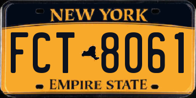 NY license plate FCT8061