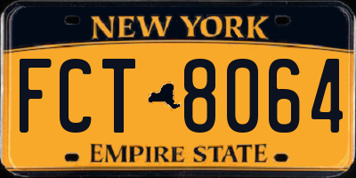 NY license plate FCT8064