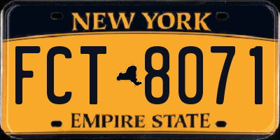 NY license plate FCT8071