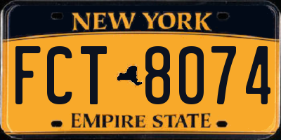 NY license plate FCT8074