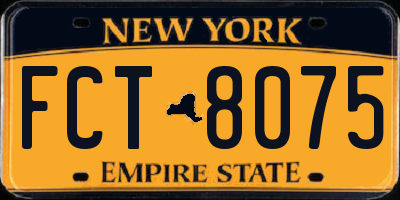 NY license plate FCT8075