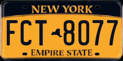 NY license plate FCT8077