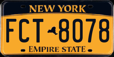 NY license plate FCT8078