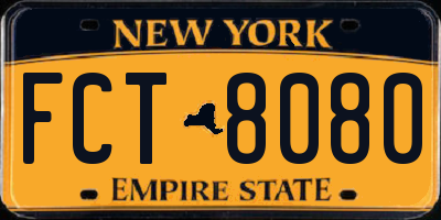 NY license plate FCT8080