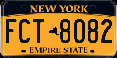 NY license plate FCT8082