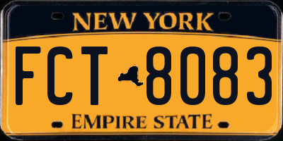 NY license plate FCT8083