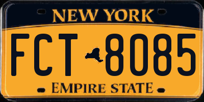 NY license plate FCT8085