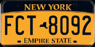 NY license plate FCT8092