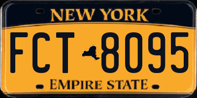 NY license plate FCT8095