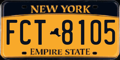 NY license plate FCT8105