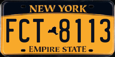 NY license plate FCT8113